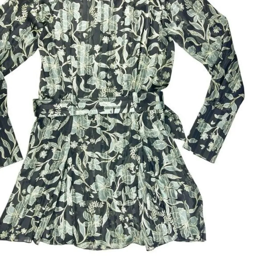 Reiss Women Larissa Mini Dress 6 Floral Belted Long Sleeve Event Party Easter